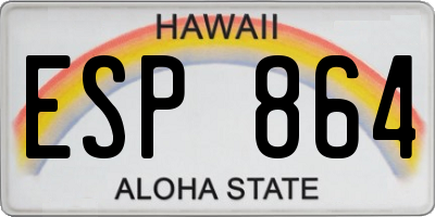 HI license plate ESP864