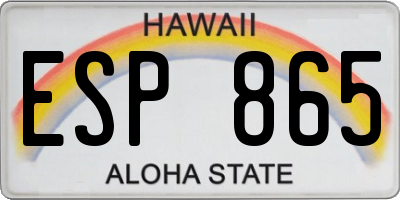 HI license plate ESP865