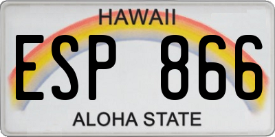 HI license plate ESP866