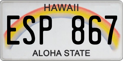 HI license plate ESP867
