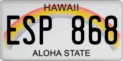 HI license plate ESP868