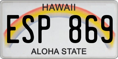 HI license plate ESP869