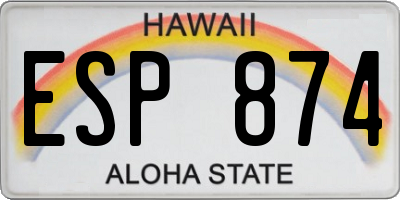 HI license plate ESP874