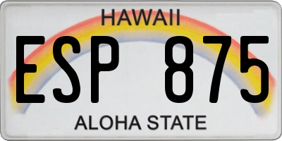 HI license plate ESP875