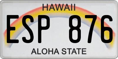 HI license plate ESP876