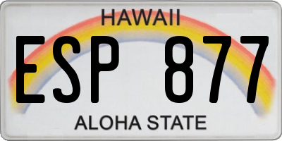HI license plate ESP877
