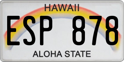 HI license plate ESP878
