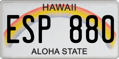 HI license plate ESP880
