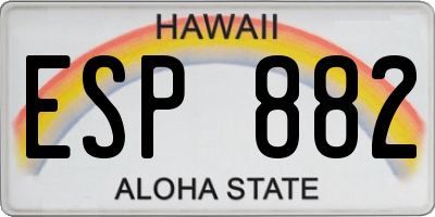 HI license plate ESP882