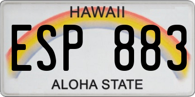 HI license plate ESP883