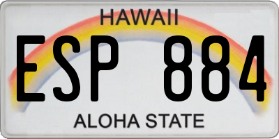 HI license plate ESP884