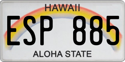 HI license plate ESP885
