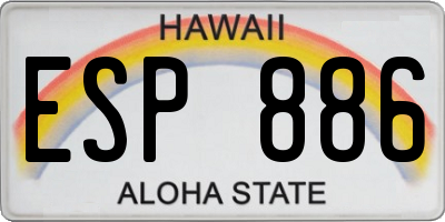 HI license plate ESP886