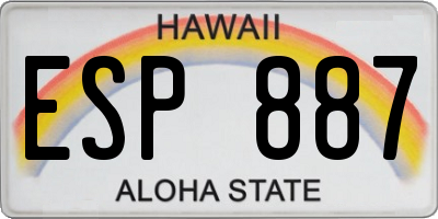HI license plate ESP887
