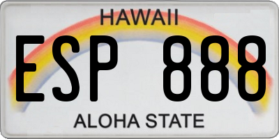 HI license plate ESP888
