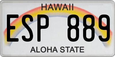 HI license plate ESP889