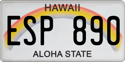 HI license plate ESP890