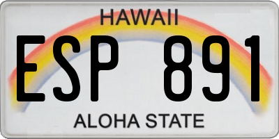 HI license plate ESP891