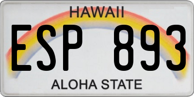 HI license plate ESP893