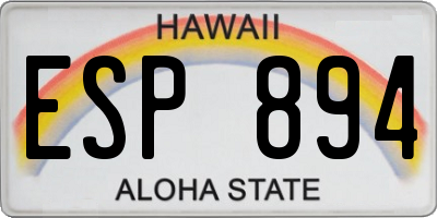 HI license plate ESP894