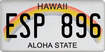 HI license plate ESP896