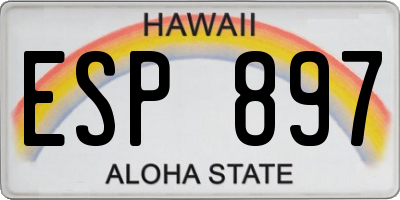 HI license plate ESP897