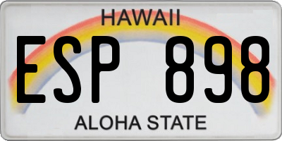 HI license plate ESP898