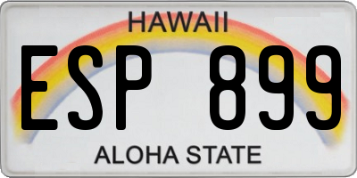 HI license plate ESP899