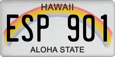 HI license plate ESP901