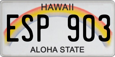 HI license plate ESP903