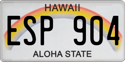 HI license plate ESP904