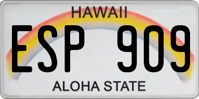HI license plate ESP909