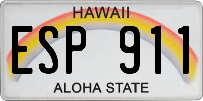 HI license plate ESP911