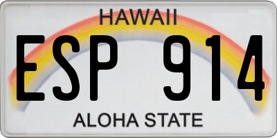 HI license plate ESP914