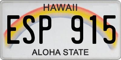 HI license plate ESP915