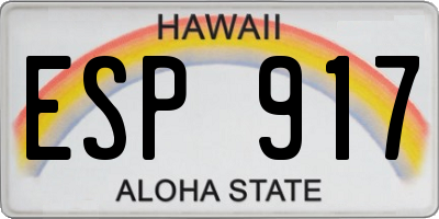 HI license plate ESP917