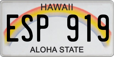 HI license plate ESP919