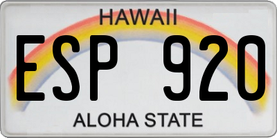 HI license plate ESP920