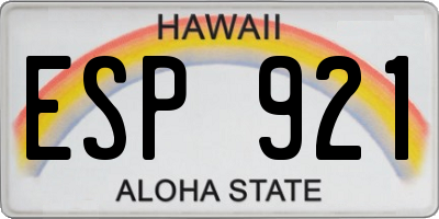 HI license plate ESP921