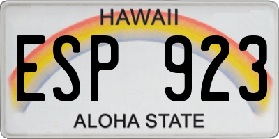HI license plate ESP923