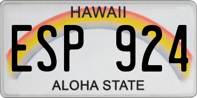 HI license plate ESP924
