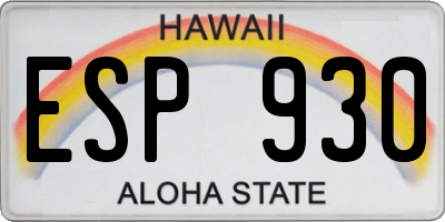 HI license plate ESP930