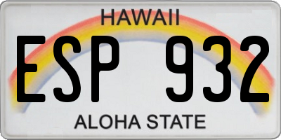 HI license plate ESP932