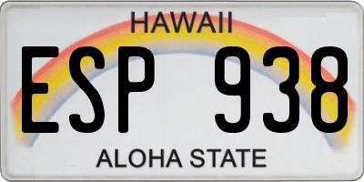 HI license plate ESP938