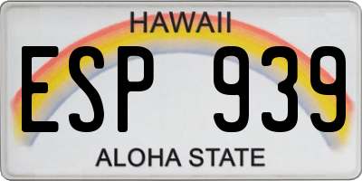 HI license plate ESP939