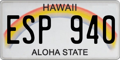 HI license plate ESP940