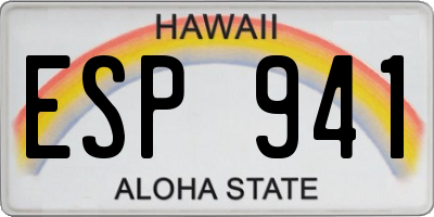 HI license plate ESP941