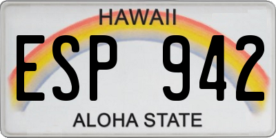 HI license plate ESP942