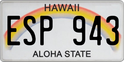 HI license plate ESP943