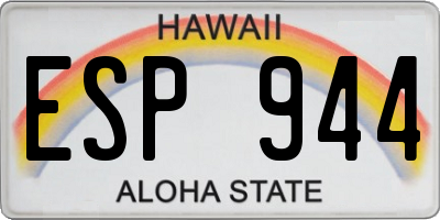 HI license plate ESP944